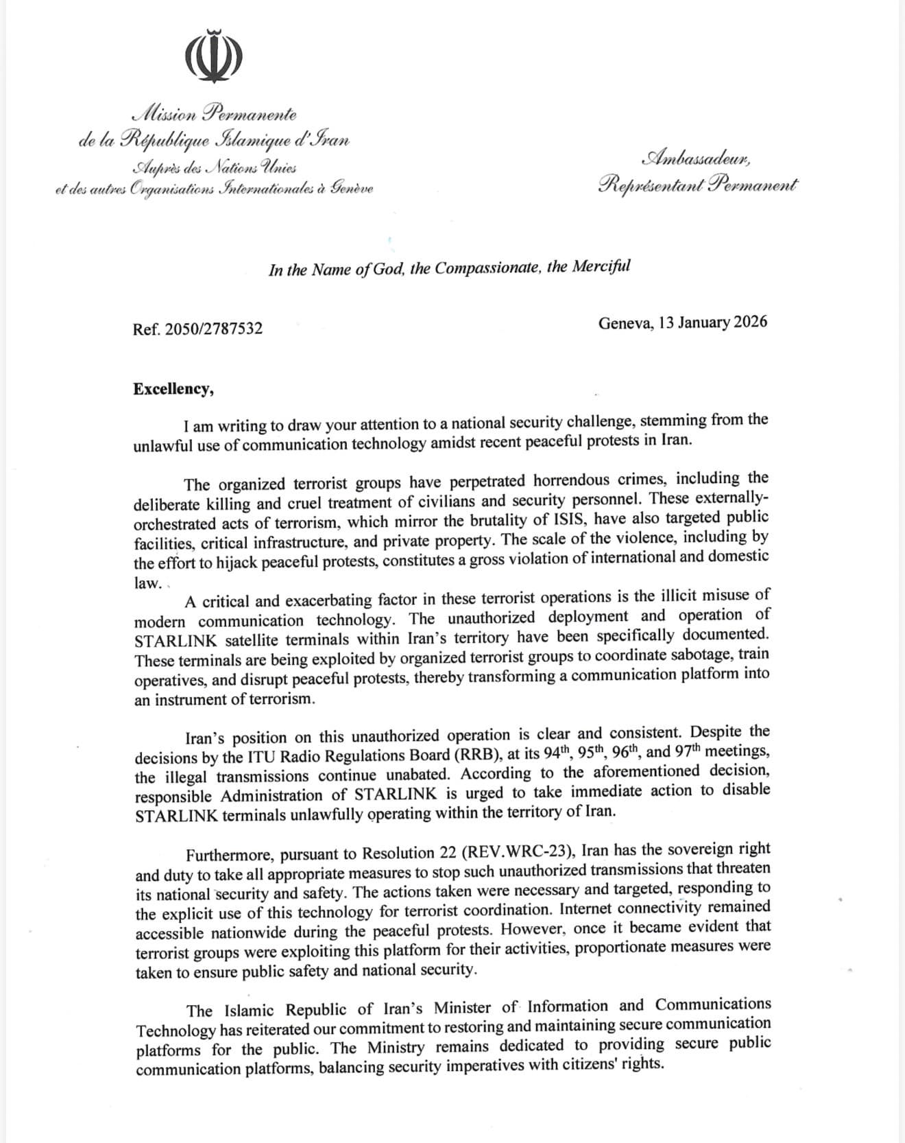 review of iran starlink letter image 1